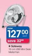Safeway 10cm USB Mini Desk Metal Fan