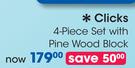 Clicks 4 Piece Set With Pine Wood Block-Per Set