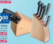 Clicks 4 Piece Set With Pine Wood Block-Per Set