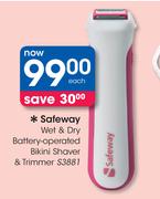 Safeway Wet & Dry Battery-Operated Bikini Shaver & Trimmer S3881-Each