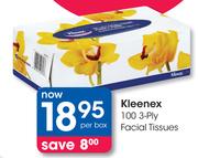 Kleenex 100 3 Ply Facial Tissues-Per Box