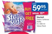 Sta Soft Fabric Softener Refills-4x500ml Per Pack