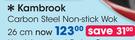 Kambrook 26Cm Carbon Steel Non-Stick Wok