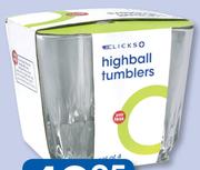 Clicks Set Of 4 Highball Tumblers-340ml Per Set