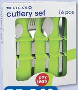 Clicks 16 Piece Stainless Steel Cutlery Set-Per Set