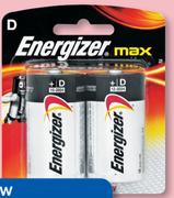 Energizer Max D 2 Pack Batteries-Per Pack