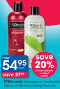 TreSemme Shampoo Or Conditioner 750ml Or 900ml Or Stylish Products-Each