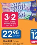 Sta-Soft Fabric Softener Refill-500ml Per Offer