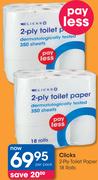 Clicks 2-Ply Toilet Paper 18 Rolls-Per Pack