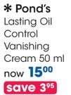 Pond's Lasting Oil Control Vanishing Cream-50ml