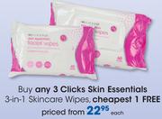Clicks Skin Essentials 3-In-1 Skincare Wipes-Each
