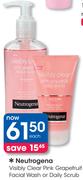 Neutrogena Visibly Clear Pink Grapefruit Facial Wash Or Daily Scrub-Each