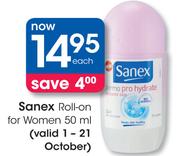 Sanex Roll-On For Women-50ml