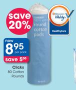 Clicks 80 Cotton Rounds-Per Pack