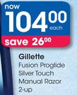 Gillette Fusion Proglide Silver Touch Manual Razor 2-Up