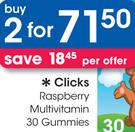 Clicks Raspberry Multivitamin Gummies-2 x 30's