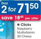 Clicks Raspberry Multivitamin Chews-2 x 30's