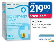 Clicks Kids Omega 3&6 Capsules-180's