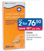 Clicks Cod Liver Oil Orange Emulsion-2 x 200ml