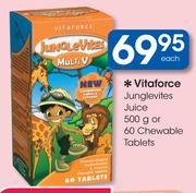 Vitaforce Junglevites Juice-500g Or 60's Chewable Tablets-Each