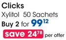 Clicks Xylitol Sachets-2 x 50's