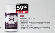 GNC Vitamin D-3 400-100 Tablets