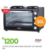 Univa 2 Plate 30L BLK Mini Oven Stove UMK30B 21-576