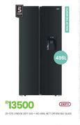 Defy 496L NETT BLK Glass SxS + WD Fridge DFF456 20-576