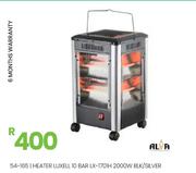 Alva Luxell 10 Bar 2000W BLK/Silver Heater LX-1701H 54-165
