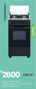 Obac 4 Burner Compact Full Gas 50 x 50 Matt BLK OB500G/S Stove 21-582