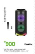 Omega 2x8" X-AWY/X-AWP BT Home Theatre Trolley Speaker 23-793