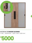Moreno 3 Door Bedroom Sliding Wardrobe 1825 x 450 x 2160mm 1-282