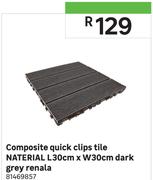 Naterial Dark Grey Renala Composite Quick Clips Tile L30cm x W30cm 81469857
