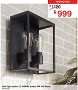 Inspire Omalia PIR 100 Degree Black Solar LED Wall Light 81465519