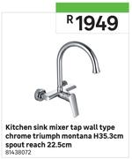 Kitchen Sink Mixer Tap Wall Type Chrome Triumph Montana H35.3cm Spout Reach 22.5cm 81438072