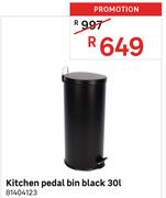 Kitchen Pedal Bin Black 30L 81404123