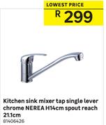 Nerea H14cm Kitchen Sink Mixer Tap Single Lever Chrome Spout Reach 21.1cm 81406426