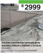 Kitchen Countertop Laminate Grey Marble L300cm x D65cm x H3.8cm 81404820