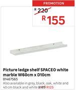Spaceo White Marble Picture Ledge Shelf W60cm x D10cm 81467565
