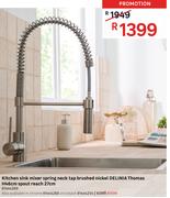 Delinia Thomas Kitchen Sink Mixer Spring Neck Tap Brushed Nickel Chrome & Black 81444268