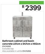 Bathroom Cabinet & Basin Concrete L61cm x D47cm x H82cm 81474868