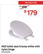 Triump MDF Toilet Seat White With Nylon Hinge 81425469