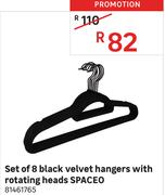 Spaceo Set Of 8 Black Velvet Hnagers With Rotating Heads 81461765