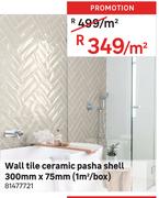 Wall Tile Ceramic Pasha Shell 300mm x 75mm (1 Sqm/Box) 81477721-Per Sqm