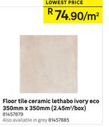 Eco Floor Tile Ceramic Lethabo Ivory 350mm x 350mm (2.45 Sqm/Box) 81457879-Per Sqm