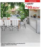 Eco Floor Tile Rectified Hard Body Concrete Grey 600mm x 600mm (2.52 Sqm/Box) 81474451-Per Sqm