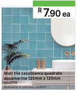 Wall Tile Casablanc Quadrato Aquamarine 120mm x 120mm 81477718-Each