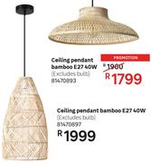 Ceiling Pendant Bamboo E27 40W (Excludes Bulb) 81470897