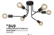 Celing Lamp E27 6* 60W Iron Black Spider (Excludes Bulbs) 81401533
