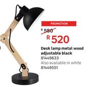 Desk Lamp Metal Wood Adjustable Black 81449633